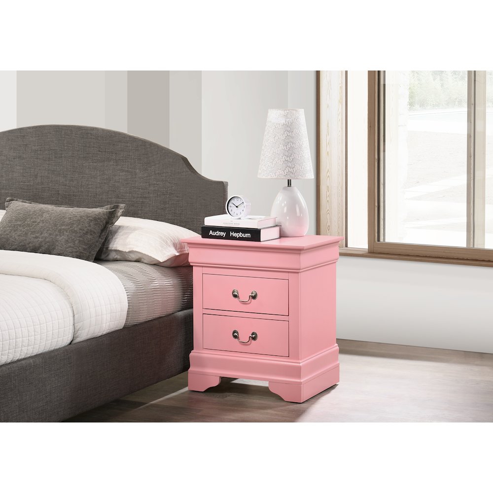 Glory Furniture LouisPhillipe Night Stand in Pink Color. Picture 5