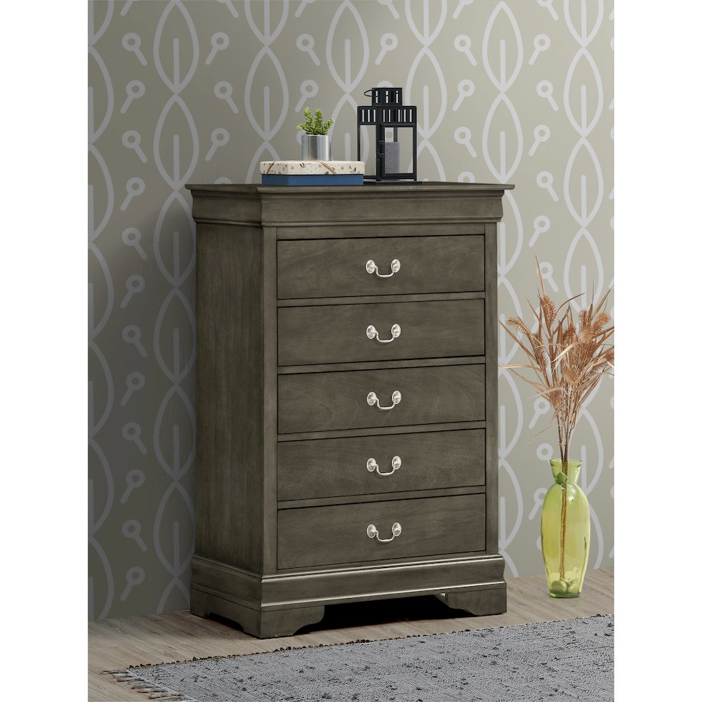 Glory Furniture LouisPhillipe Chest in Gray Color. Picture 8