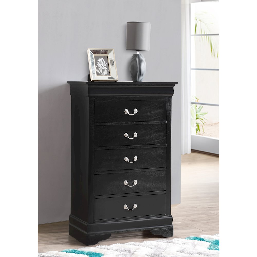 Glory Furniture LouisPhillipe Chest in Black Color. Picture 7