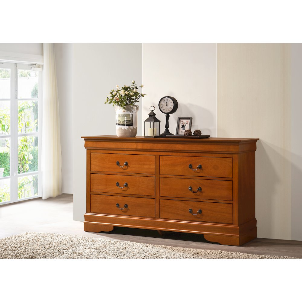 Glory Furniture LouisPhillipe Dresser in Oak Color. Picture 2