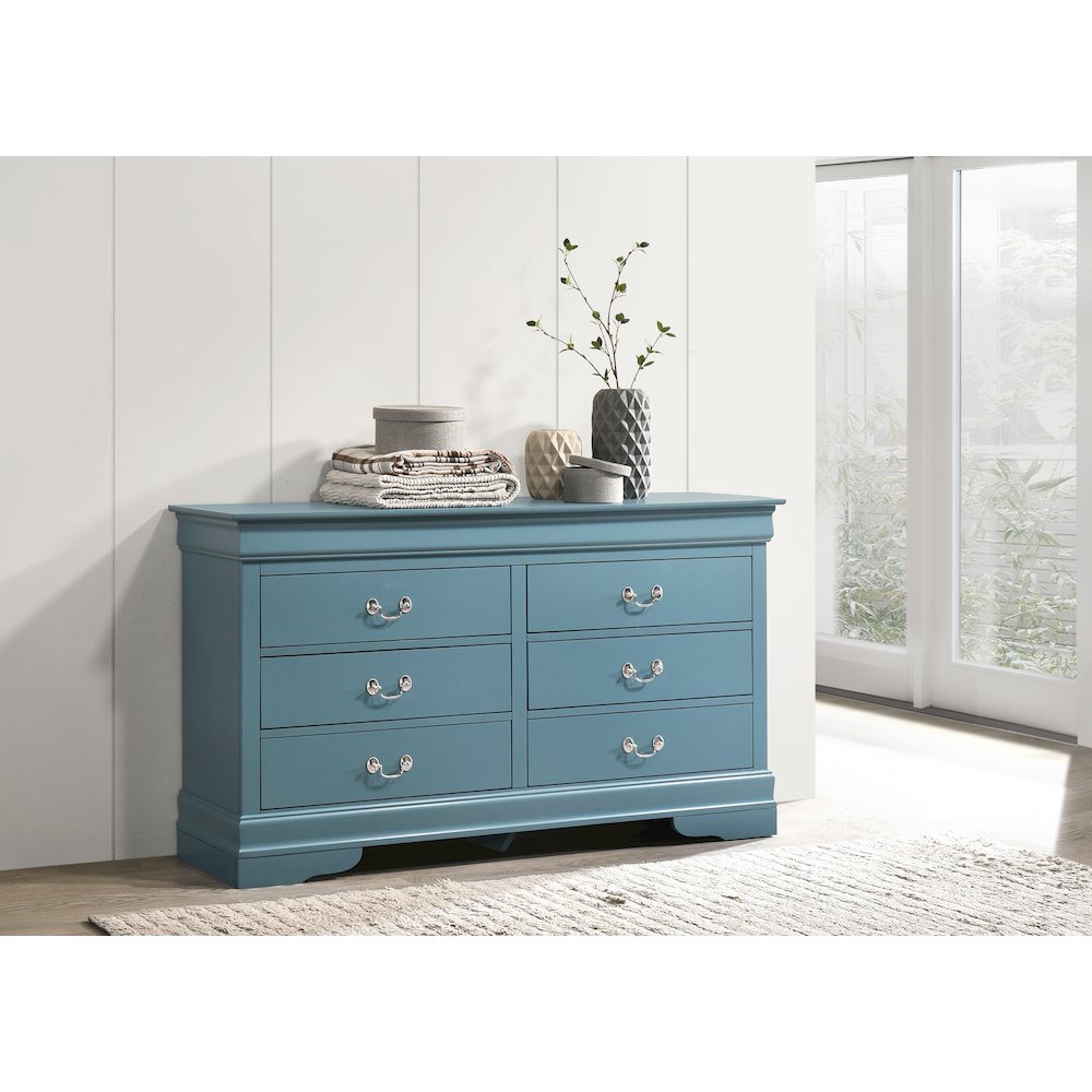 Glory Furniture LouisPhillipe Dresser in Teal Color. Picture 6