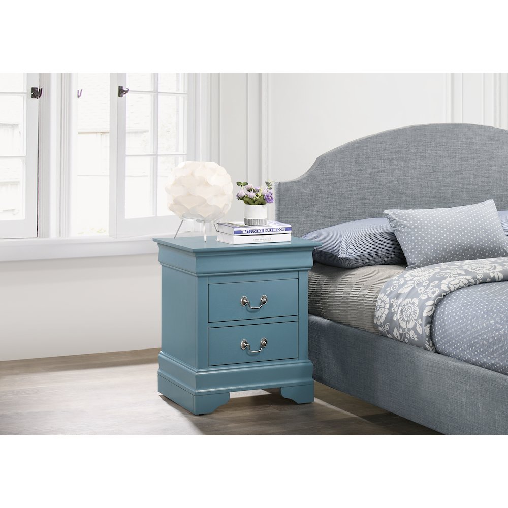 Glory Furniture LouisPhillipe Night Stand in Teal Color. Picture 5