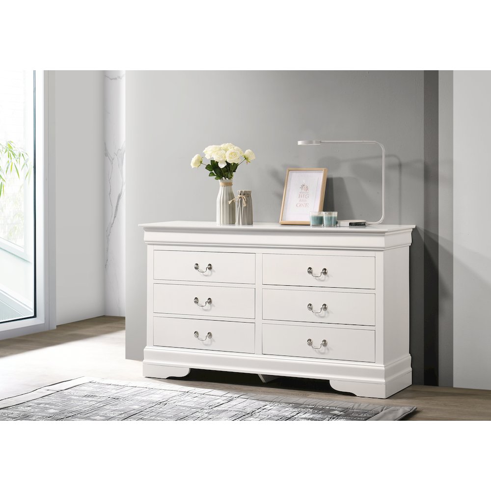 Glory Furniture LouisPhillipe Dresser in White Color. Picture 6