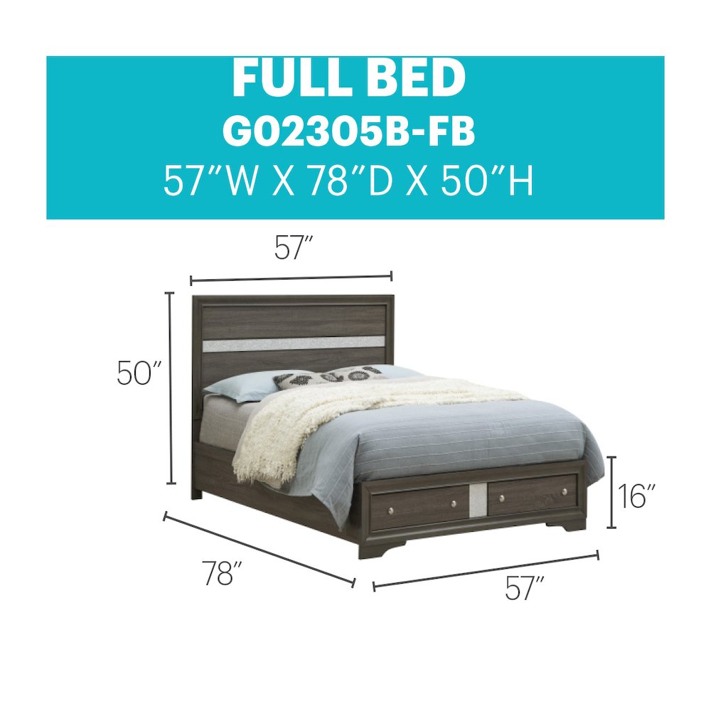 Glory Furniture Madrid Full Bed in Gray Color. Picture 13