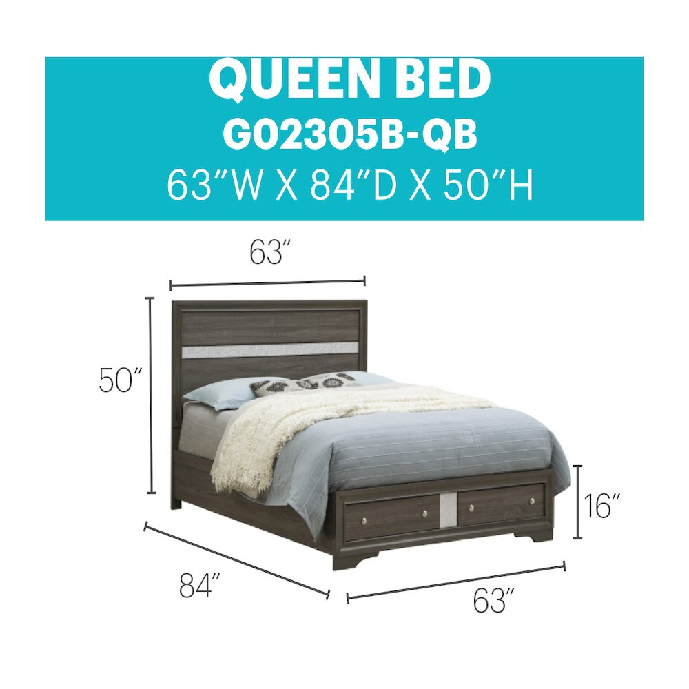 Glory Furniture Madrid Queen Bed in Gray Color. Picture 7