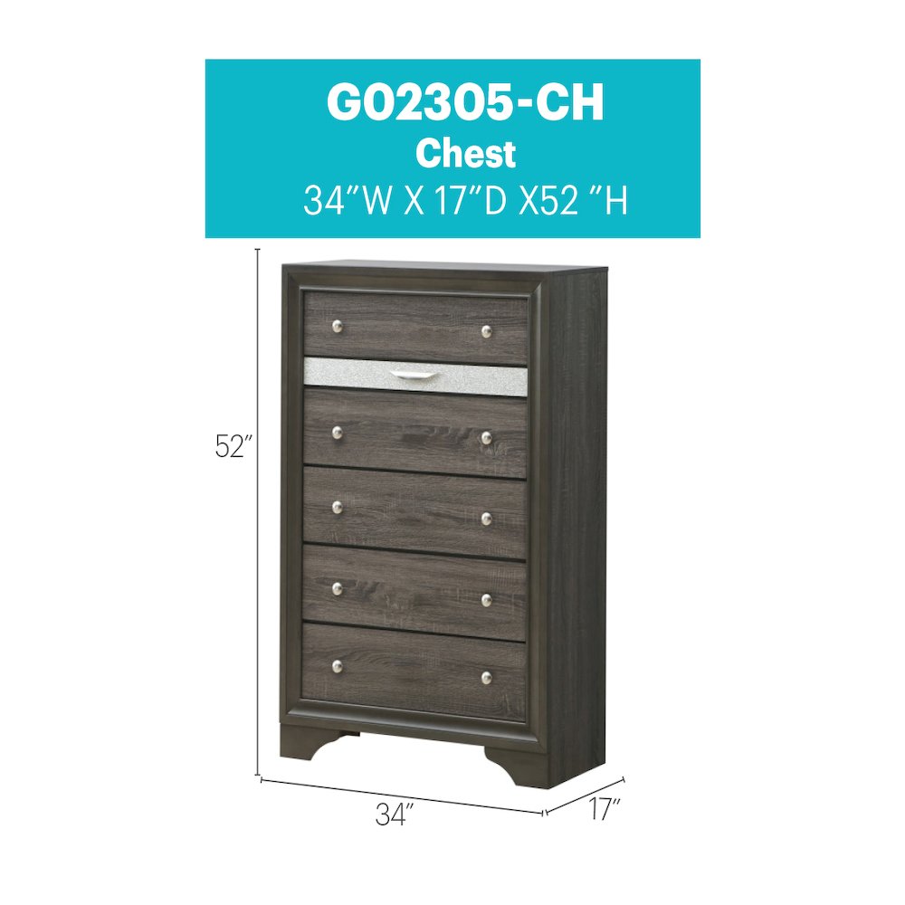 Glory Furniture Madrid Chest in Gray Color. Picture 7