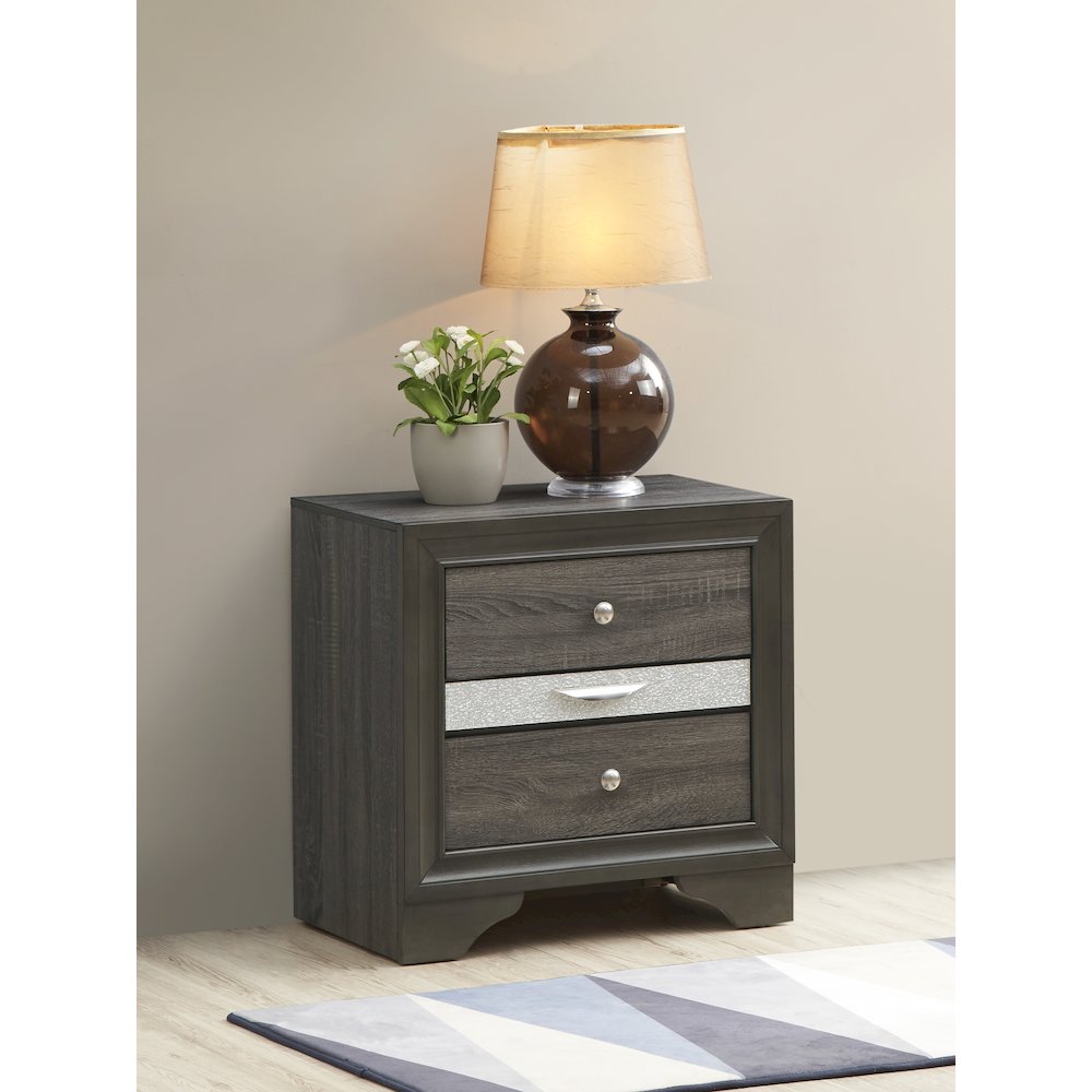 Glory Furniture Madrid Nightstand in Gray Color. Picture 6
