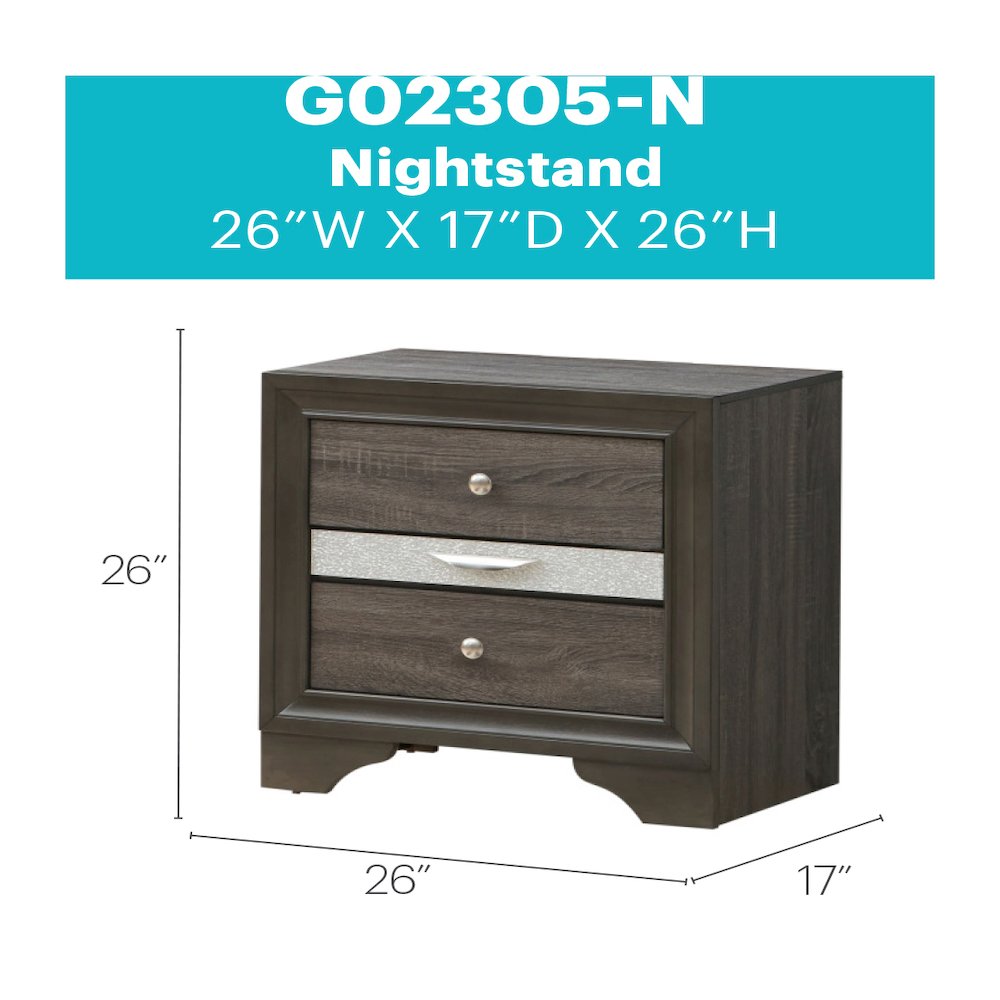 Glory Furniture Madrid Nightstand in Gray Color. Picture 7