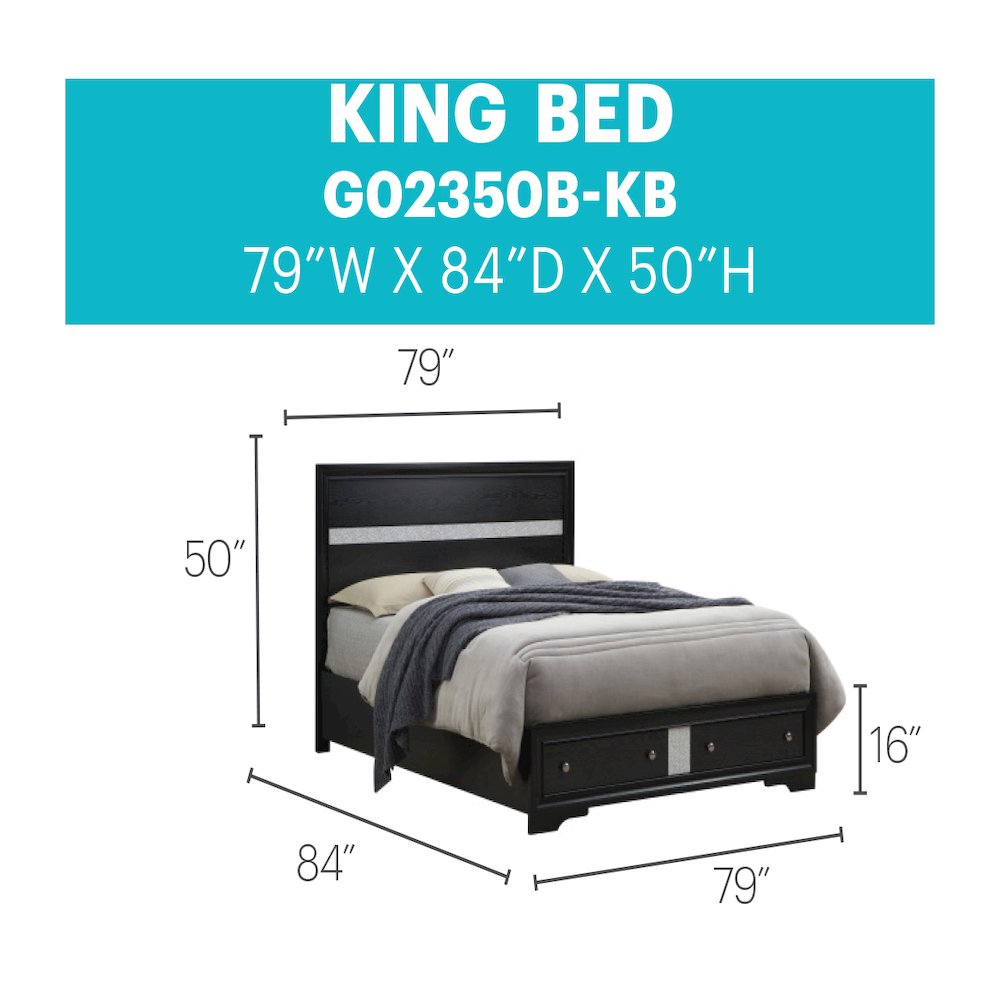 Glory Furniture Madrid King Bed in Black Color. Picture 9