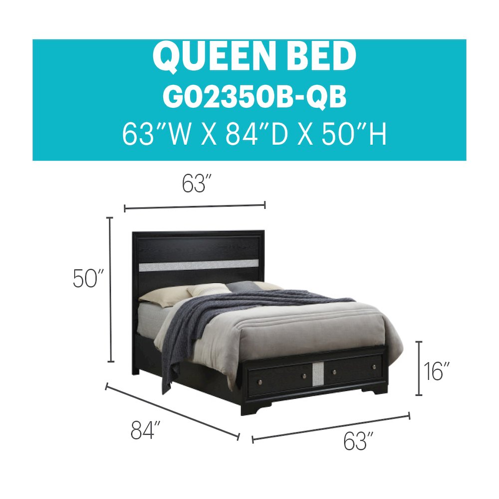 Glory Furniture Madrid Queen Bed in Black Color. Picture 7