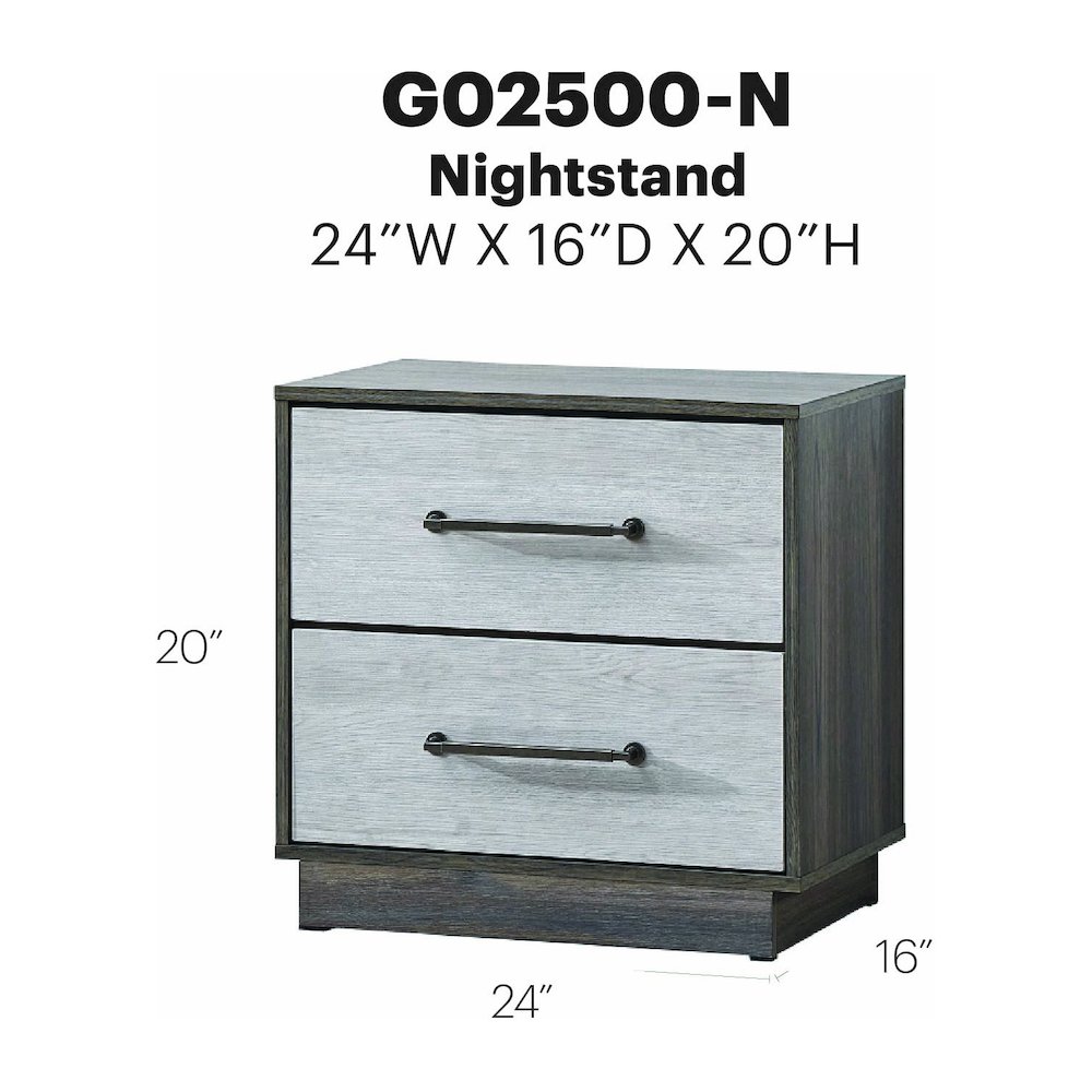 Glory Furniture Aberdeen Nightstand, Gray/Oak. Picture 7