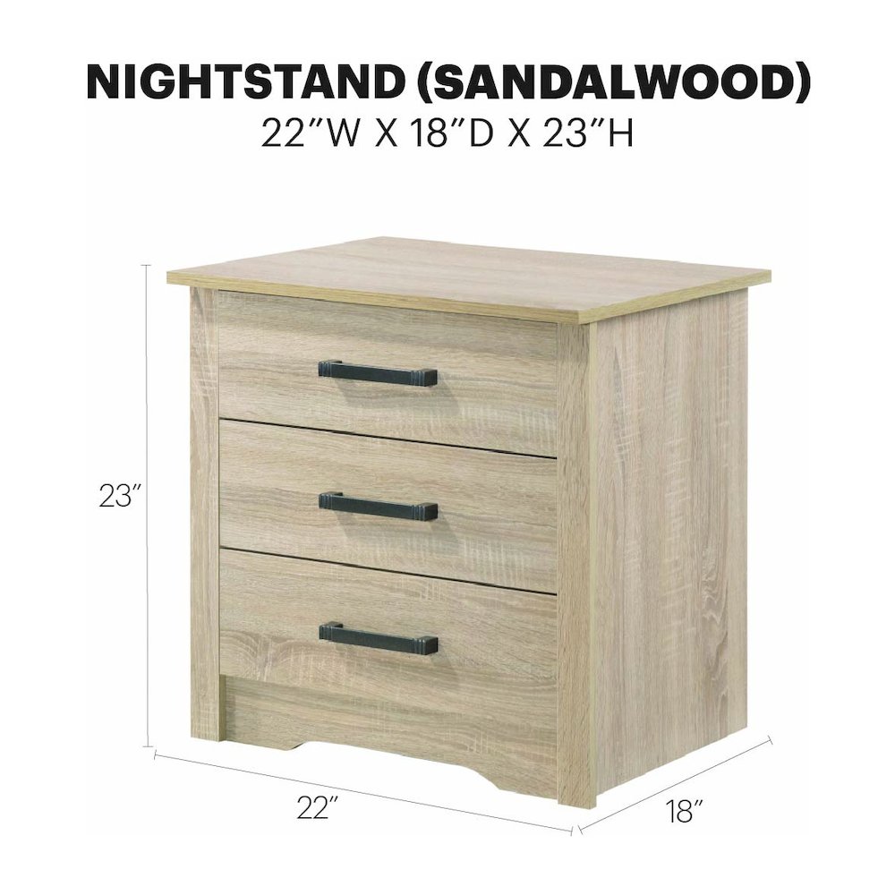 Glory Furniture Hudson Nightstand in Sandle Wood Color. Picture 9