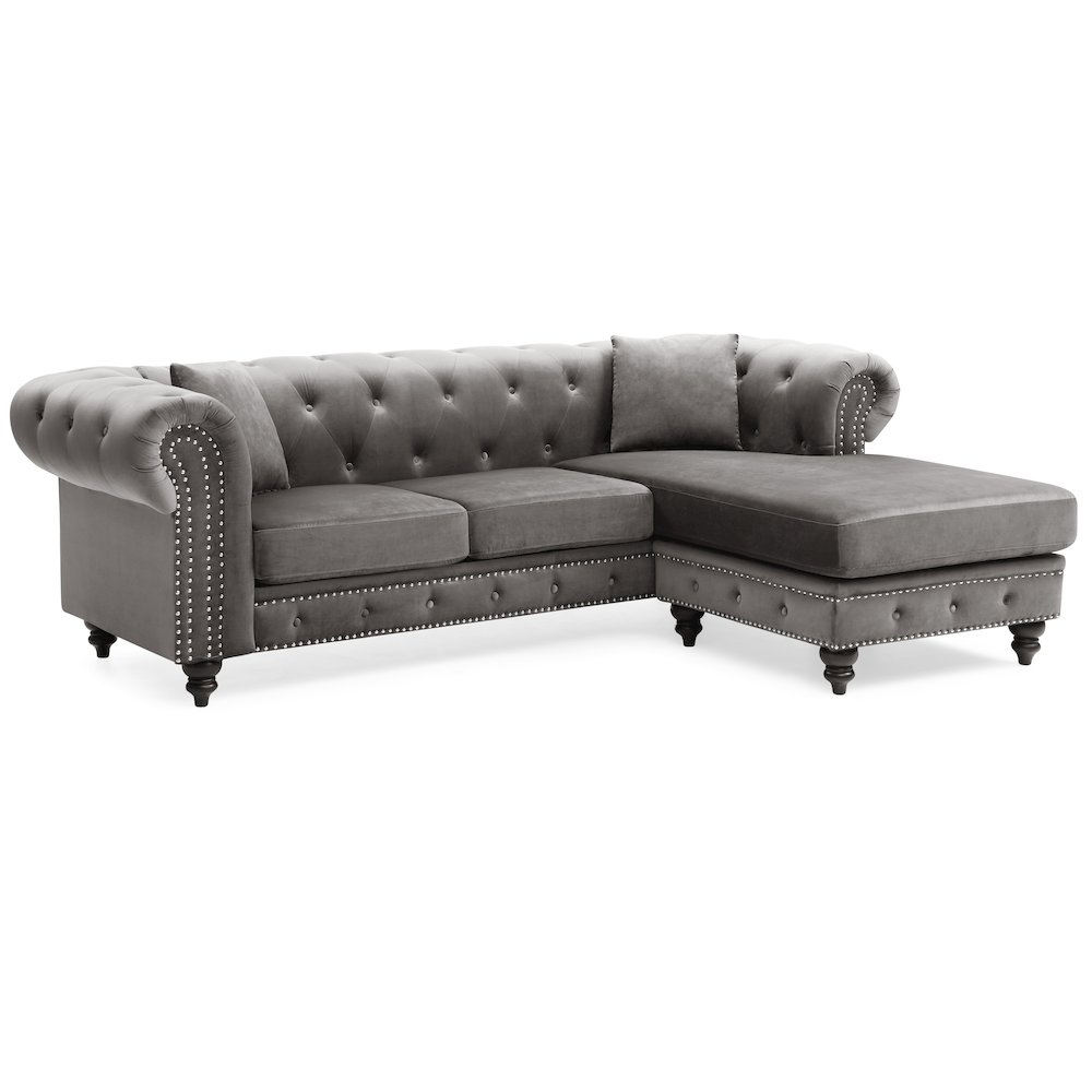 Glory Furniture Nola Sofa Chaise in Dark Gray Color. Picture 1