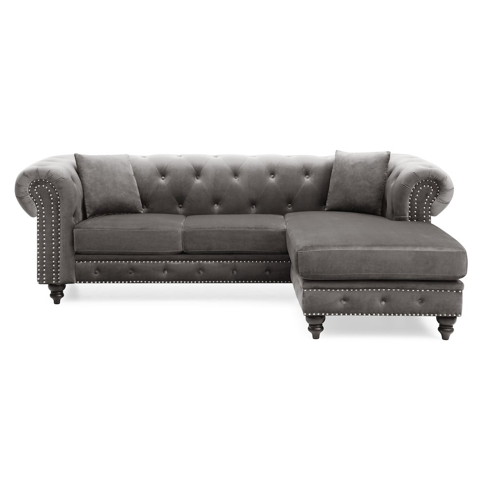Glory Furniture Nola Sofa Chaise in Dark Gray Color. Picture 2