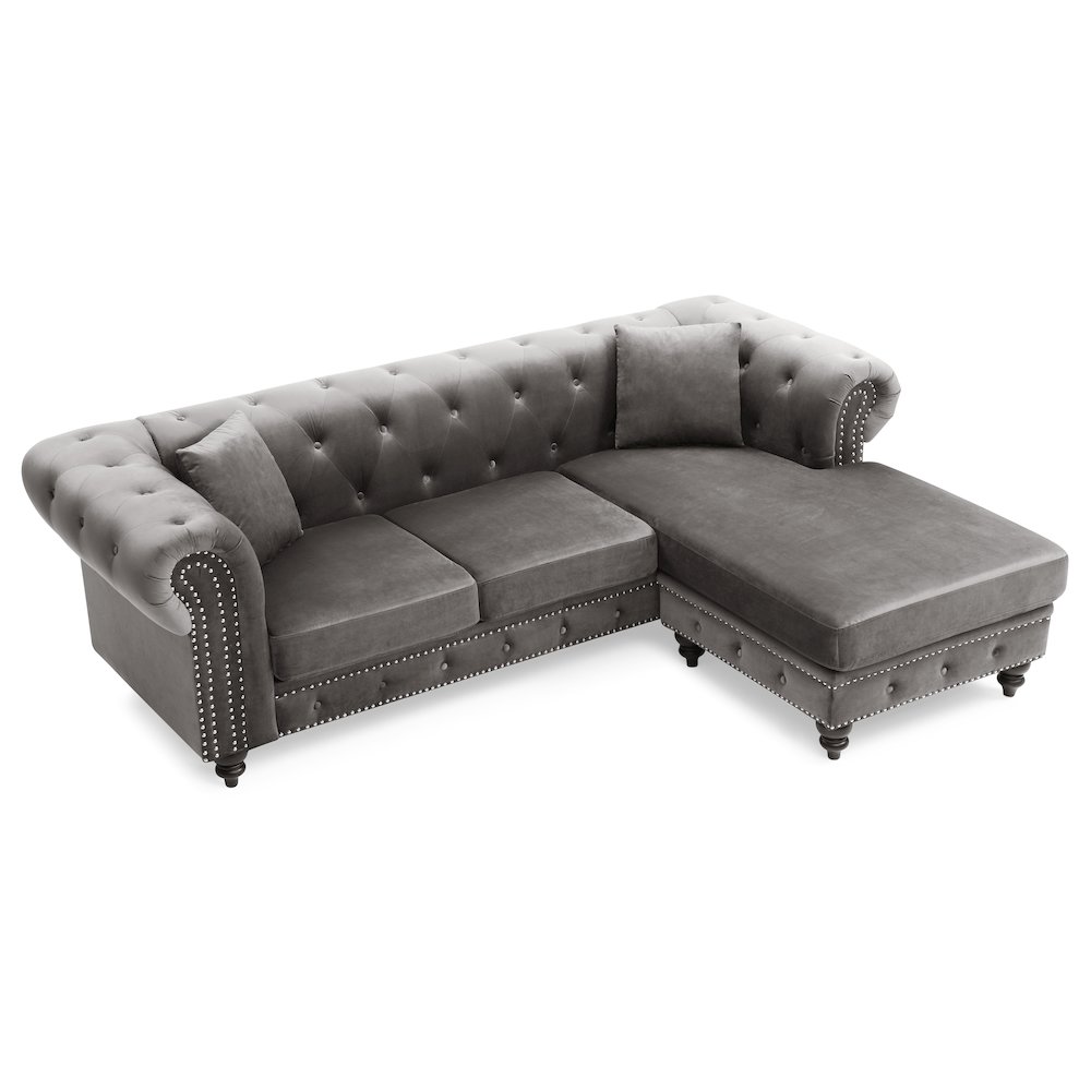 Glory Furniture Nola Sofa Chaise in Dark Gray Color. Picture 3
