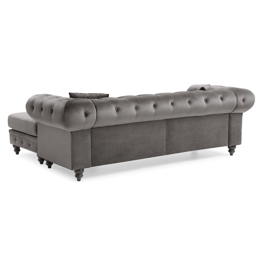Glory Furniture Nola Sofa Chaise in Dark Gray Color. Picture 4