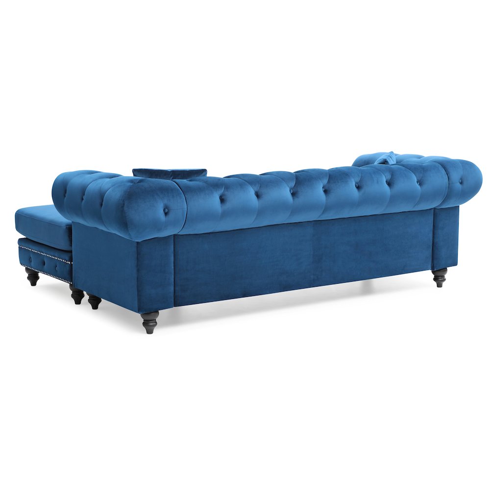 Glory Furniture Nola Sofa Chaise in Navy Blue Color. Picture 4