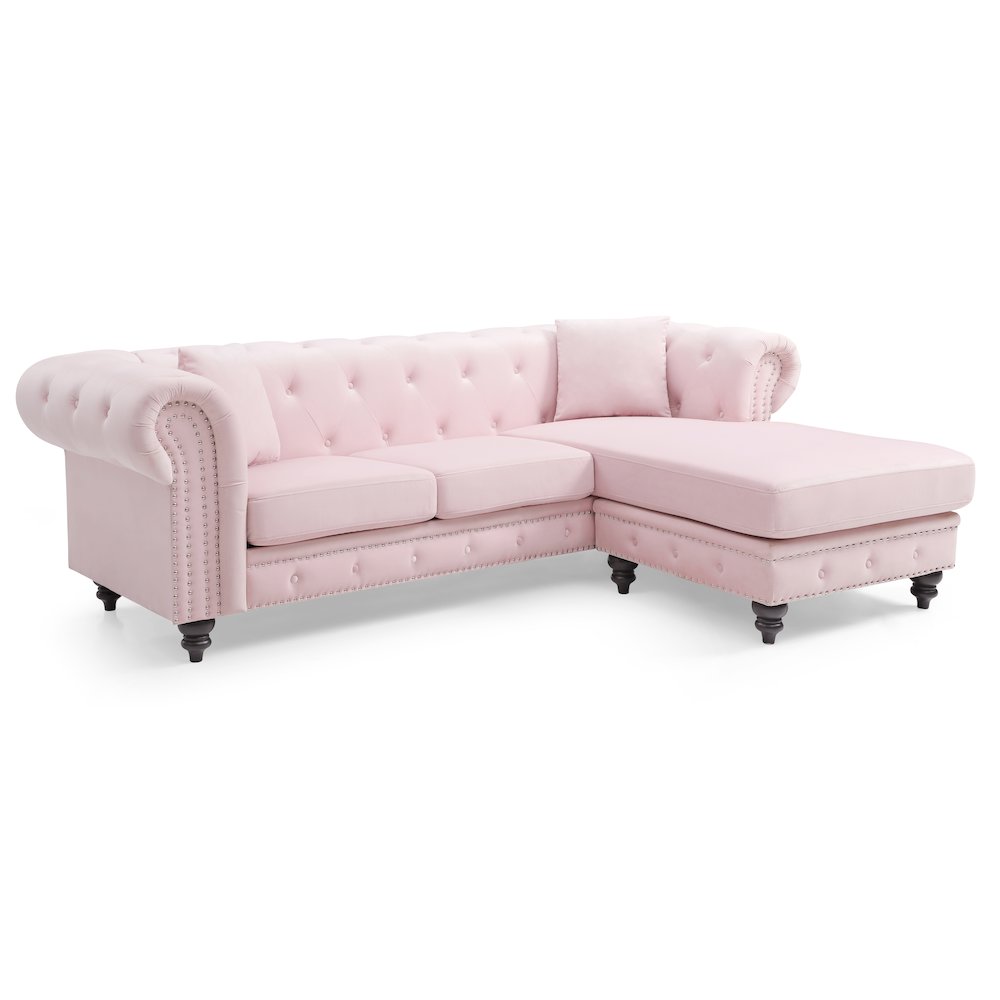 Glory Furniture Nola Sofa Chaise in Pink Color. Picture 1