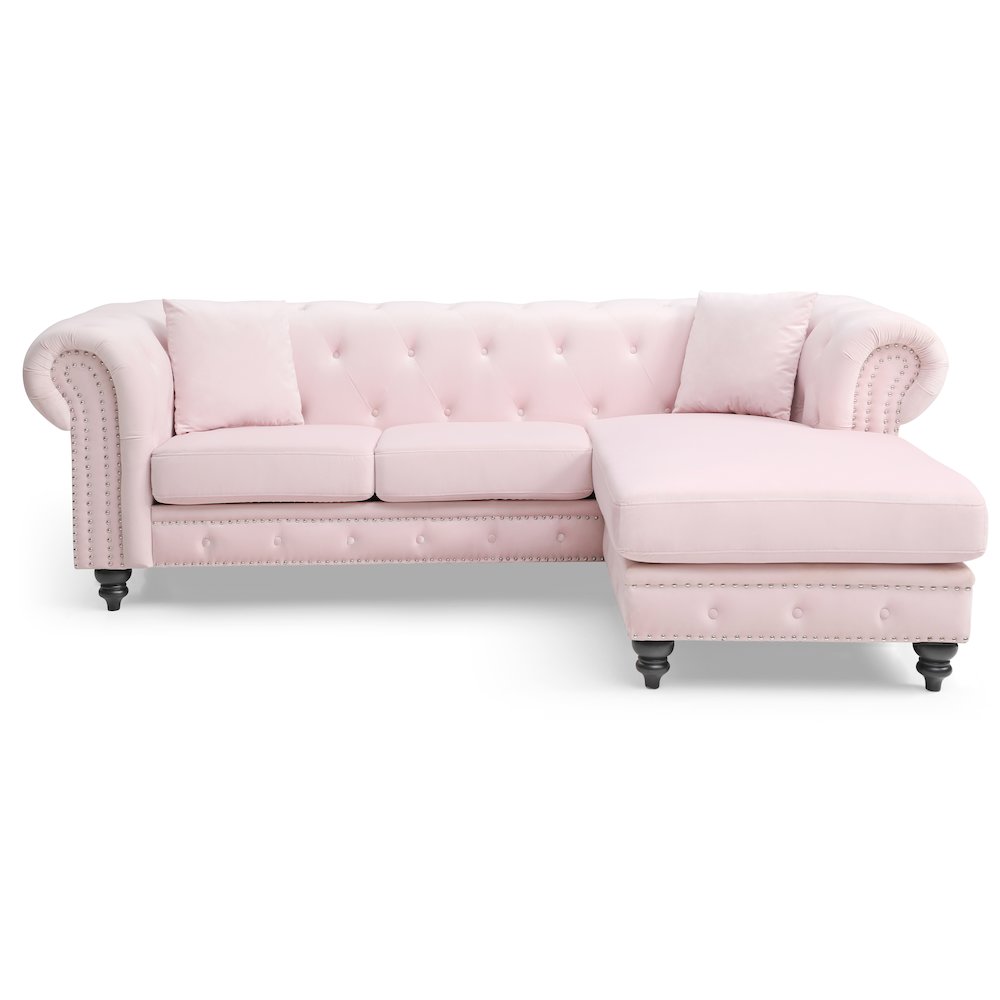 Glory Furniture Nola Sofa Chaise in Pink Color. Picture 2
