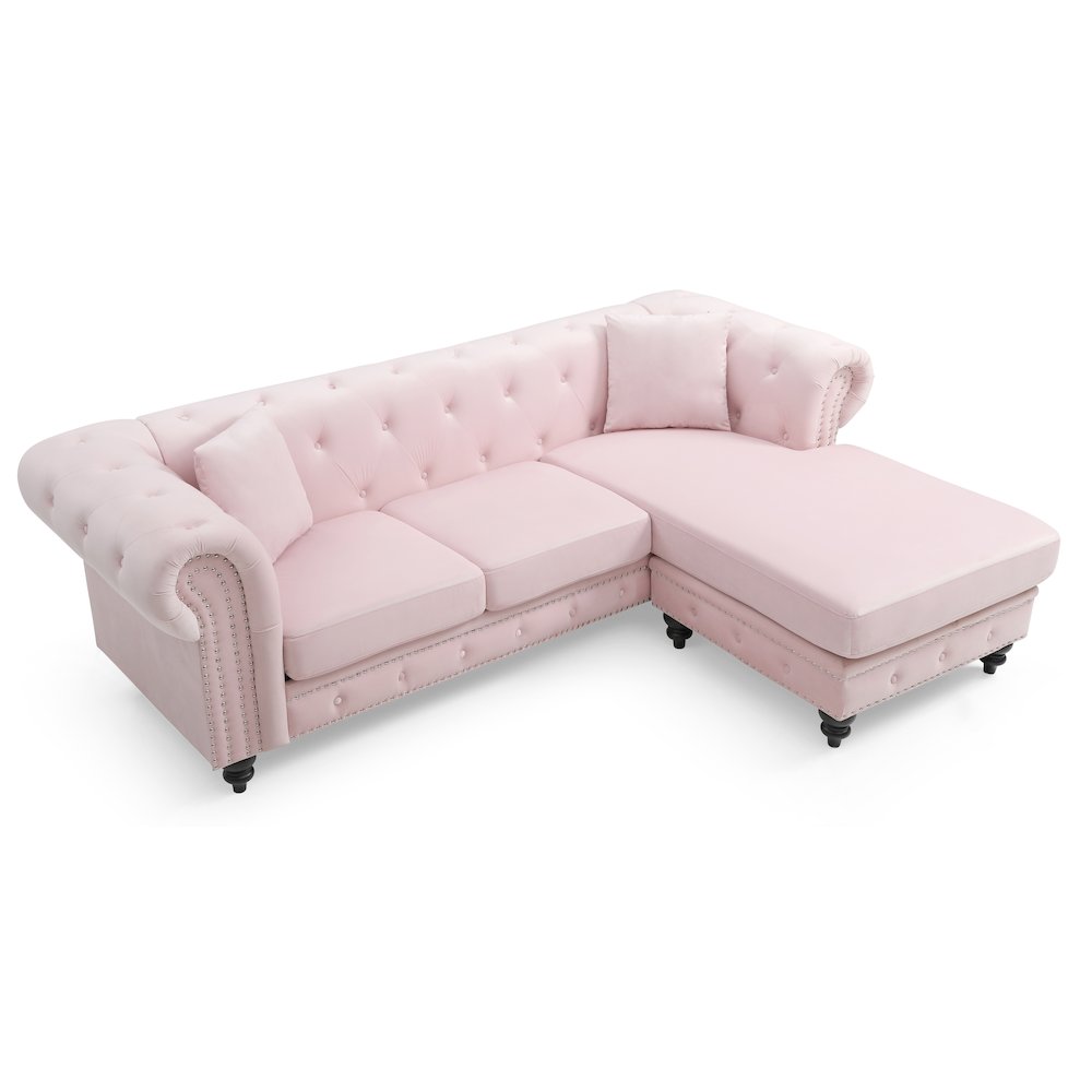 Glory Furniture Nola Sofa Chaise in Pink Color. Picture 3