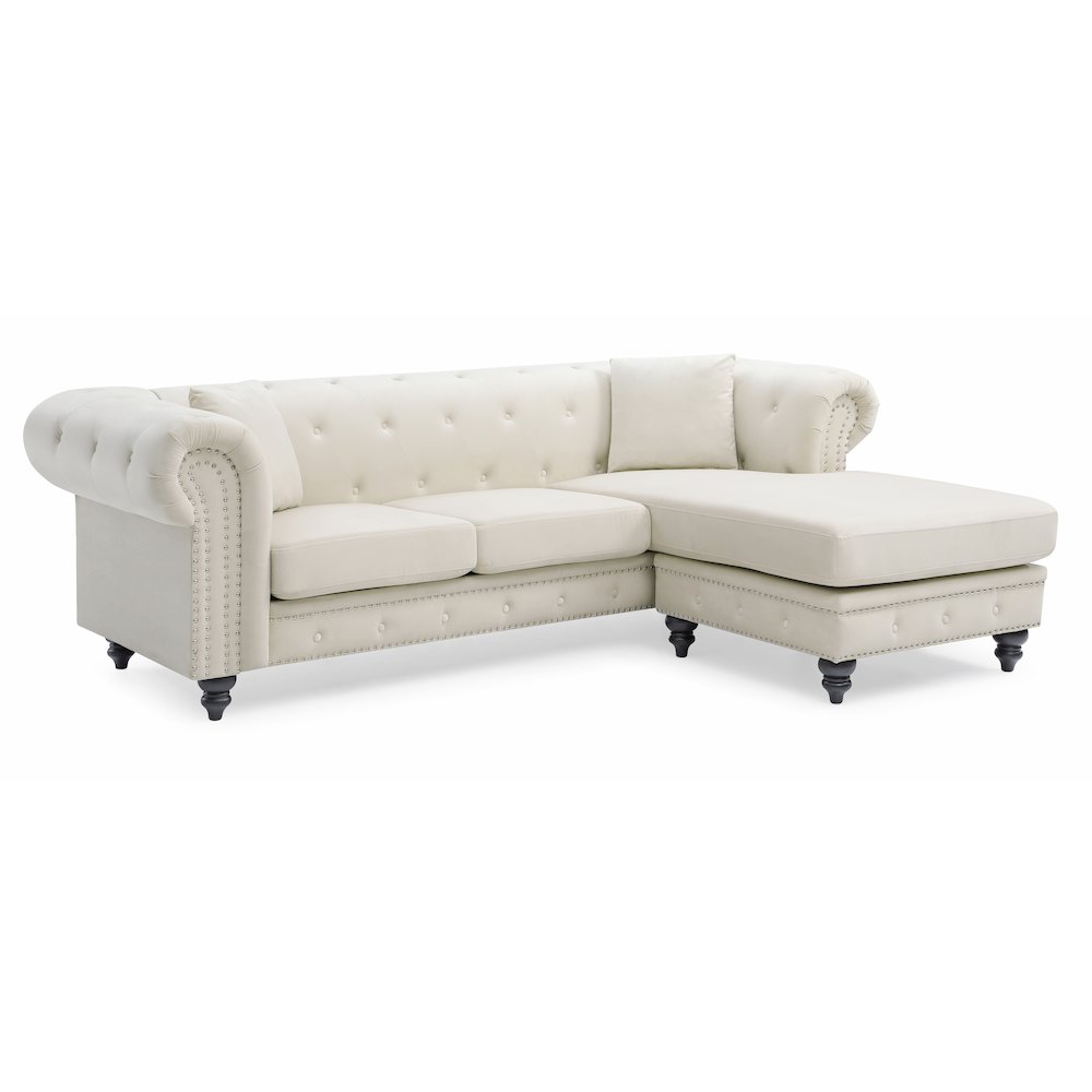 Glory Furniture Nola Sofa Chaise in Ivory Color. Picture 1