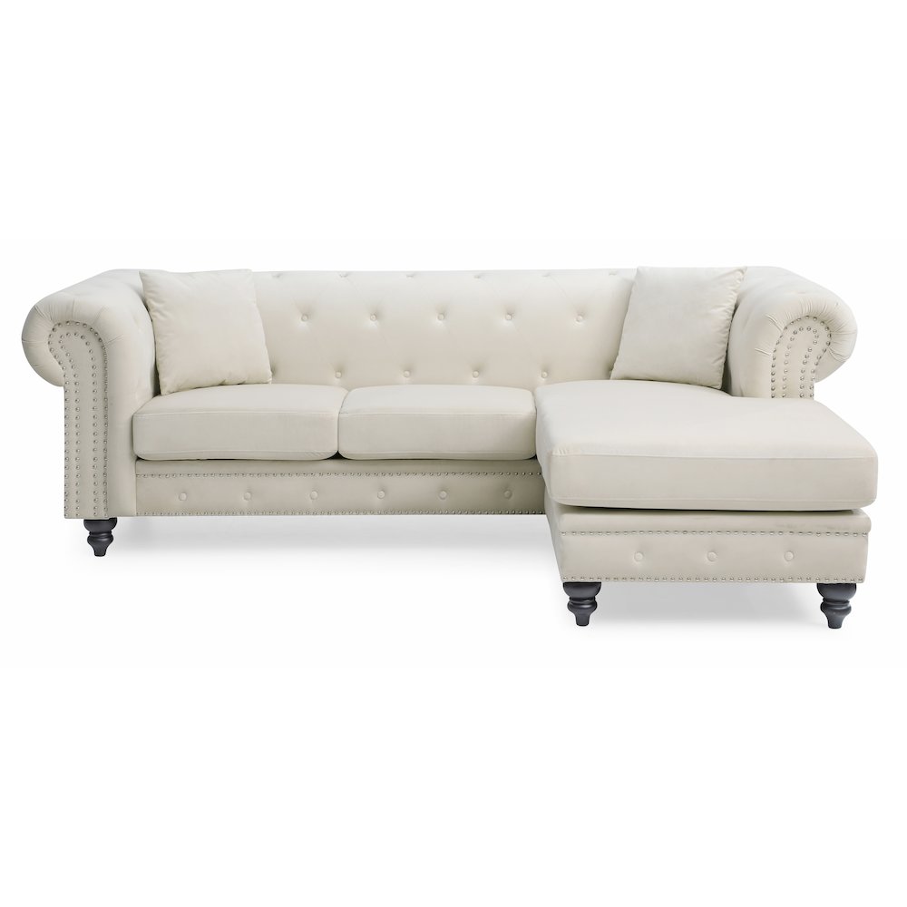 Glory Furniture Nola Sofa Chaise in Ivory Color. Picture 2