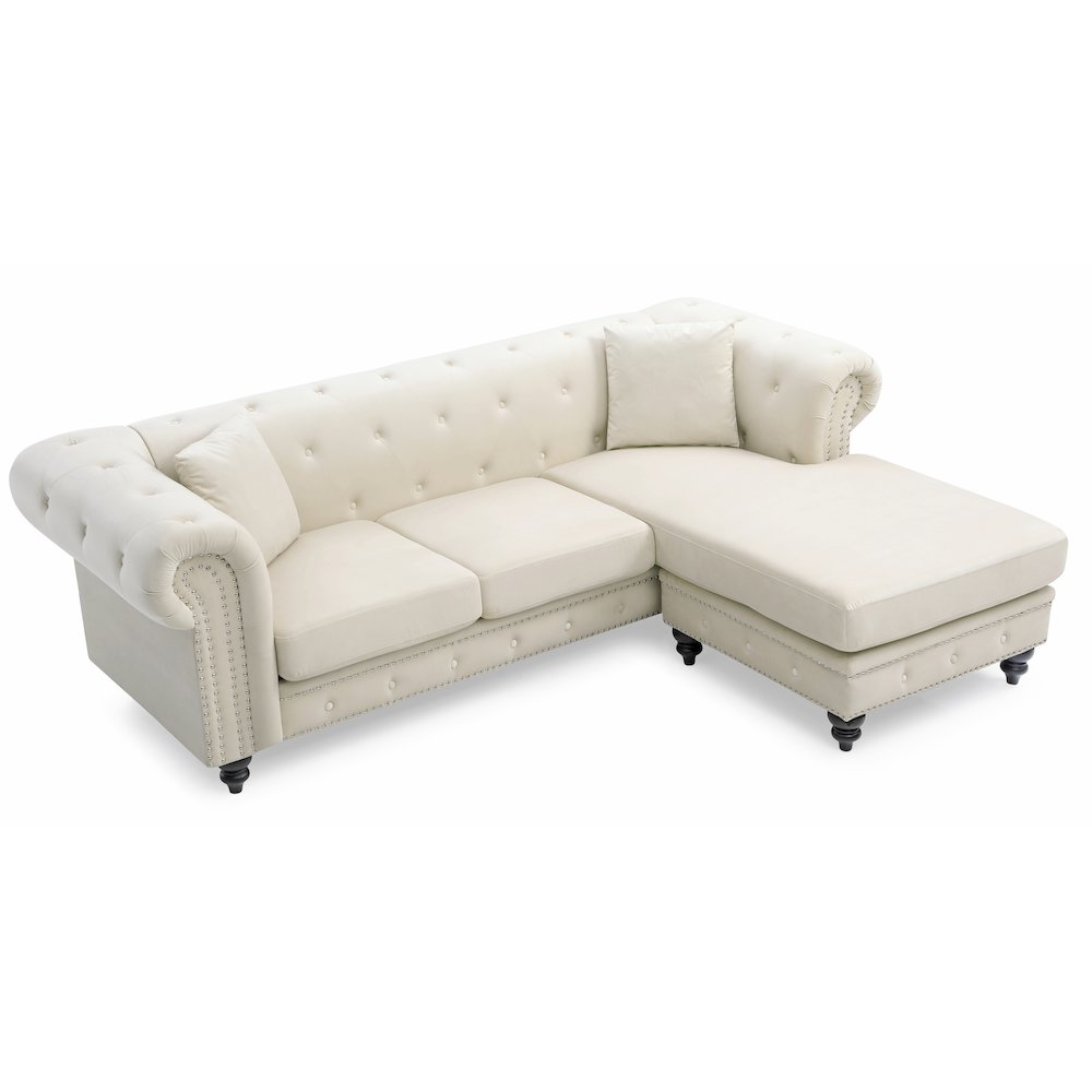Glory Furniture Nola Sofa Chaise in Ivory Color. Picture 3