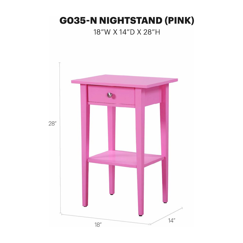 Glory Furniture Dalton Nightstand in Pink Color. Picture 8