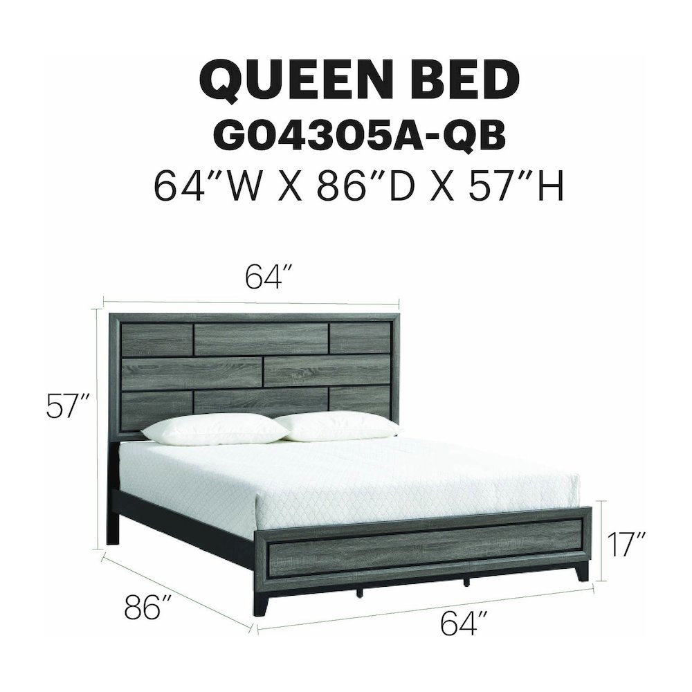 Contemporary Glasgow Queen Bed ( 2 Boxes) , Gray. Picture 11