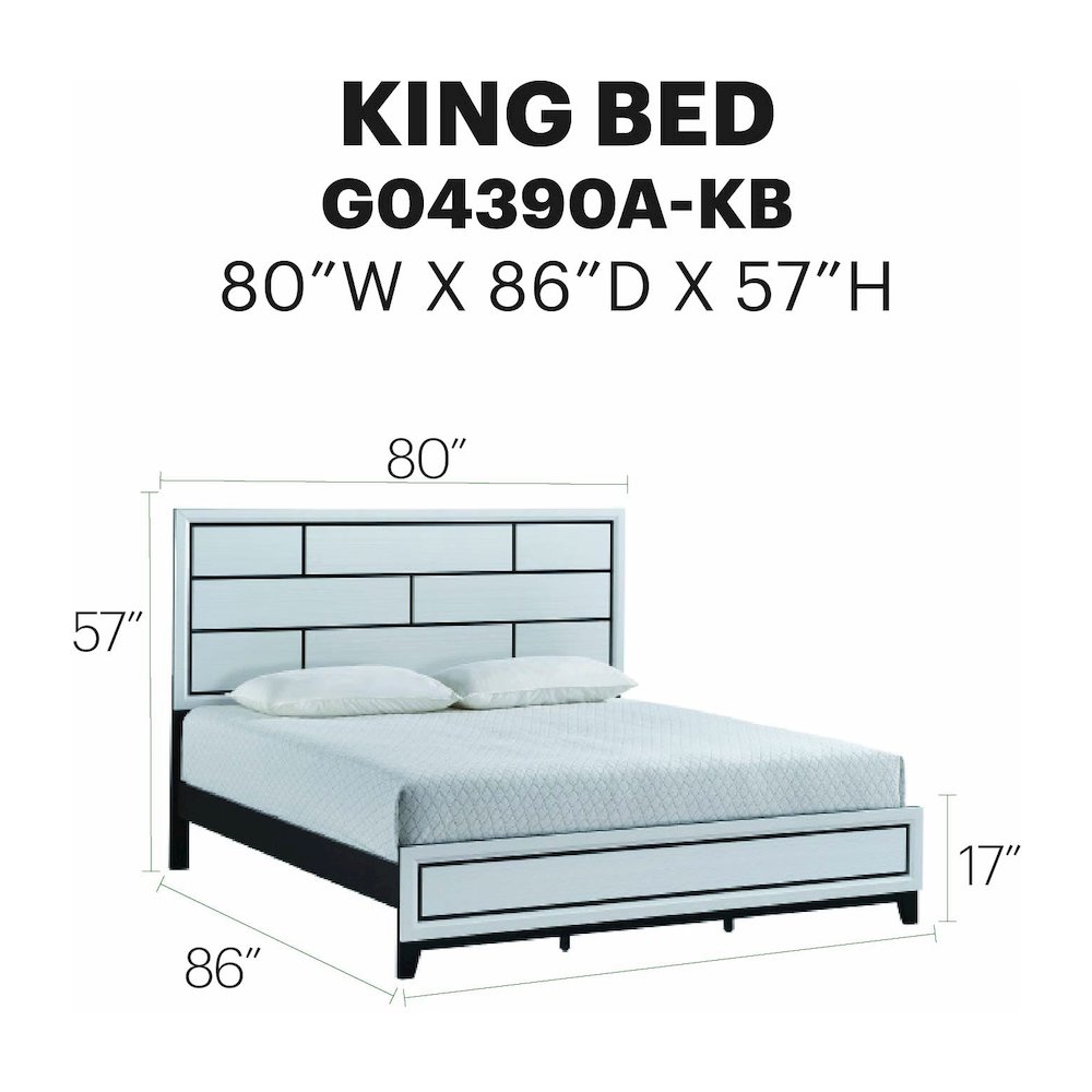 Contemporary Glasgow King Bed ( 2 Boxes) , White. Picture 11