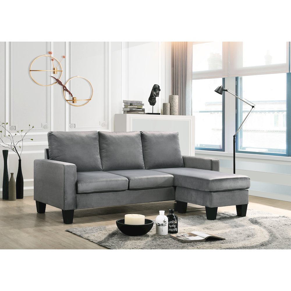 Glory Furniture Jessica Sofa Chaise in Gray Color. Picture 4