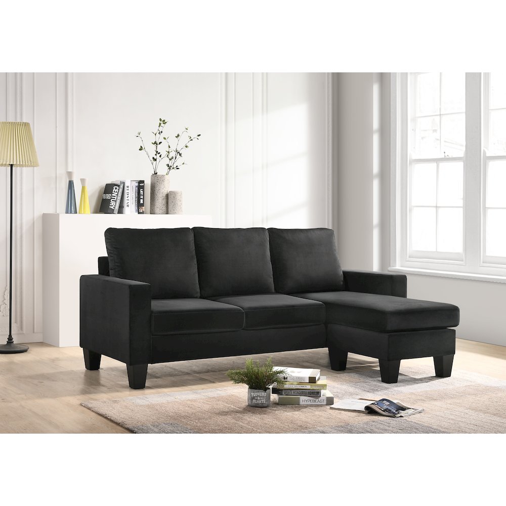 Glory Furniture Jessica Sofa Chaise in Black Color. Picture 5