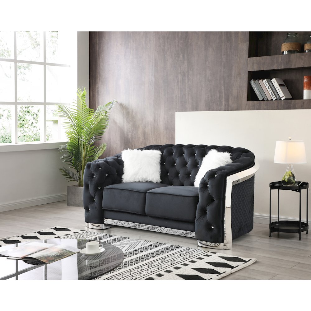 Glory Furniture Sapphire Loveseat in Black Color. Picture 8
