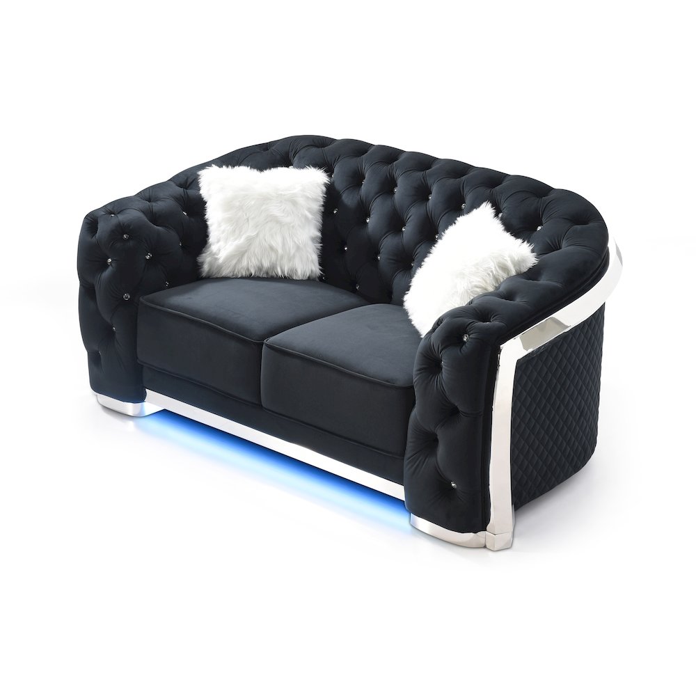 Glory Furniture Sapphire Loveseat in Black Color. Picture 3