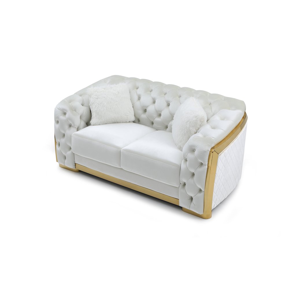 Glory Furniture Lexi Loveseat in Ivory Color. Picture 1