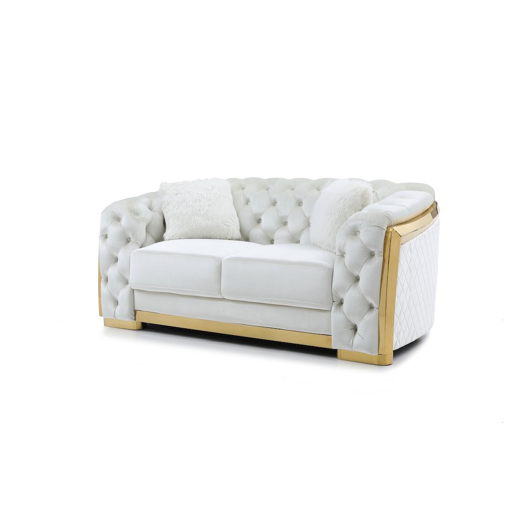 Glory Furniture Lexi Loveseat in Ivory Color. Picture 3
