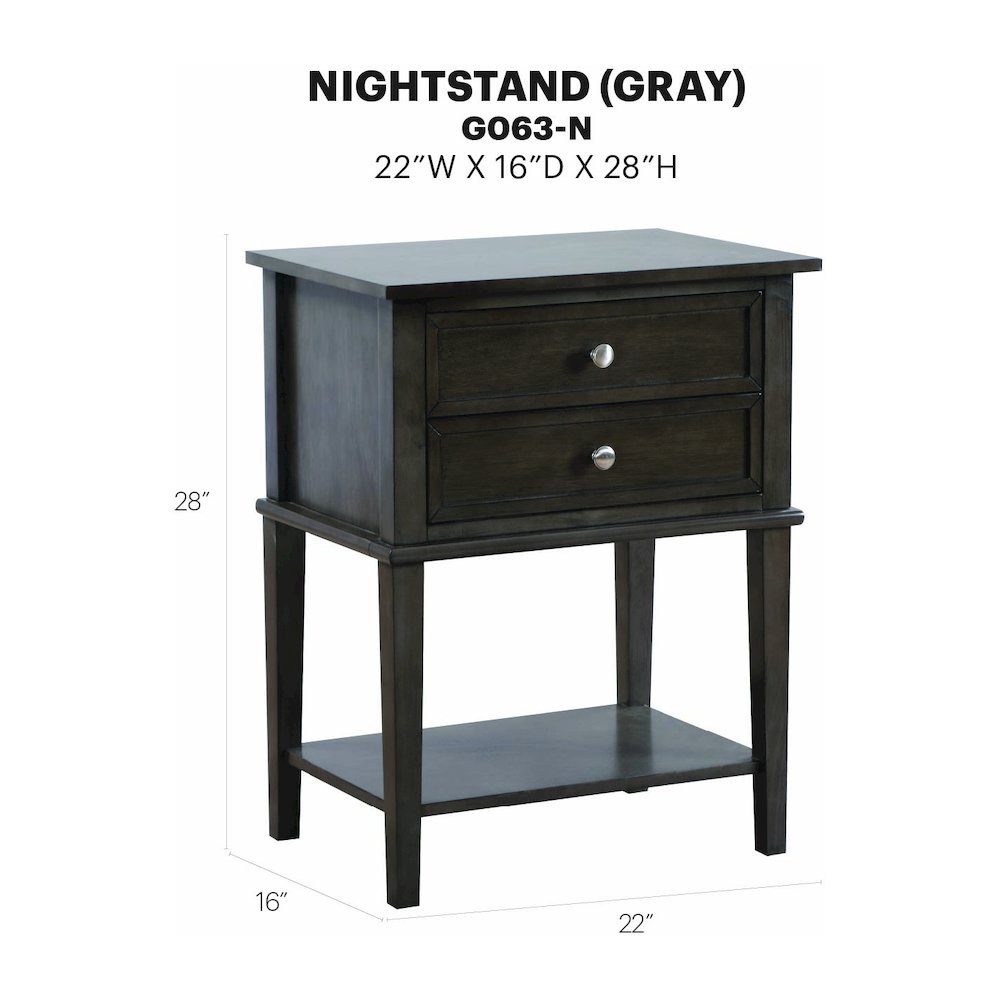 Glory Furniture Newton Nightstand in Gray Color. Picture 8