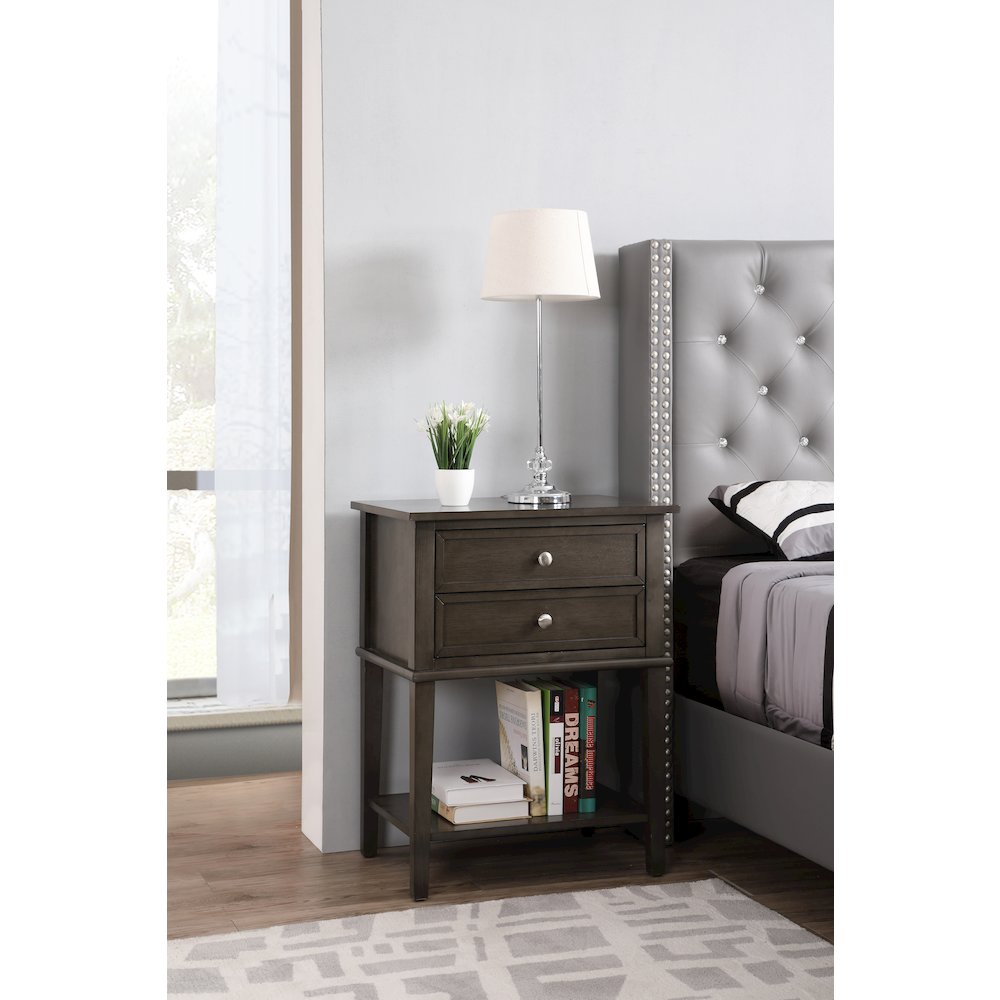 Glory Furniture Newton Nightstand in Gray Color. Picture 7