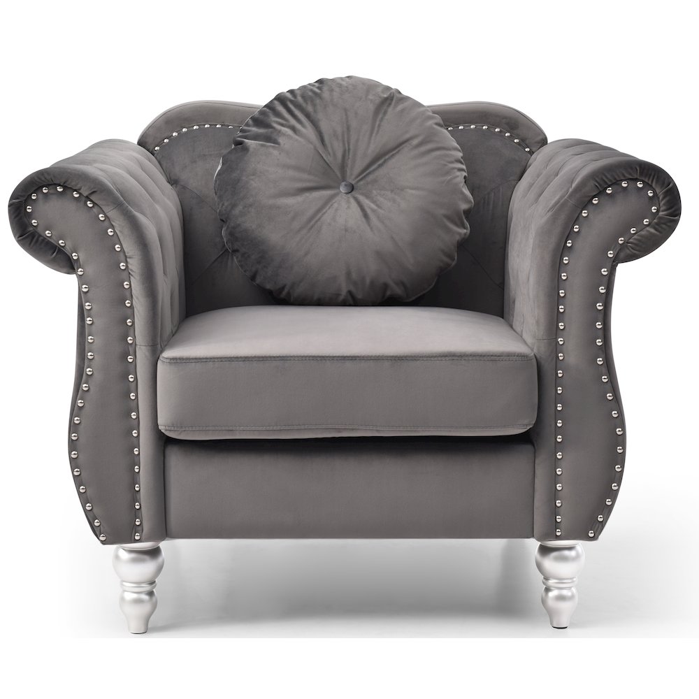 Glory Furniture Hollywood Accent Chair in Dark Gray Color. Picture 2