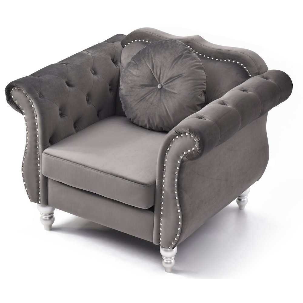 Glory Furniture Hollywood Accent Chair in Dark Gray Color. Picture 3