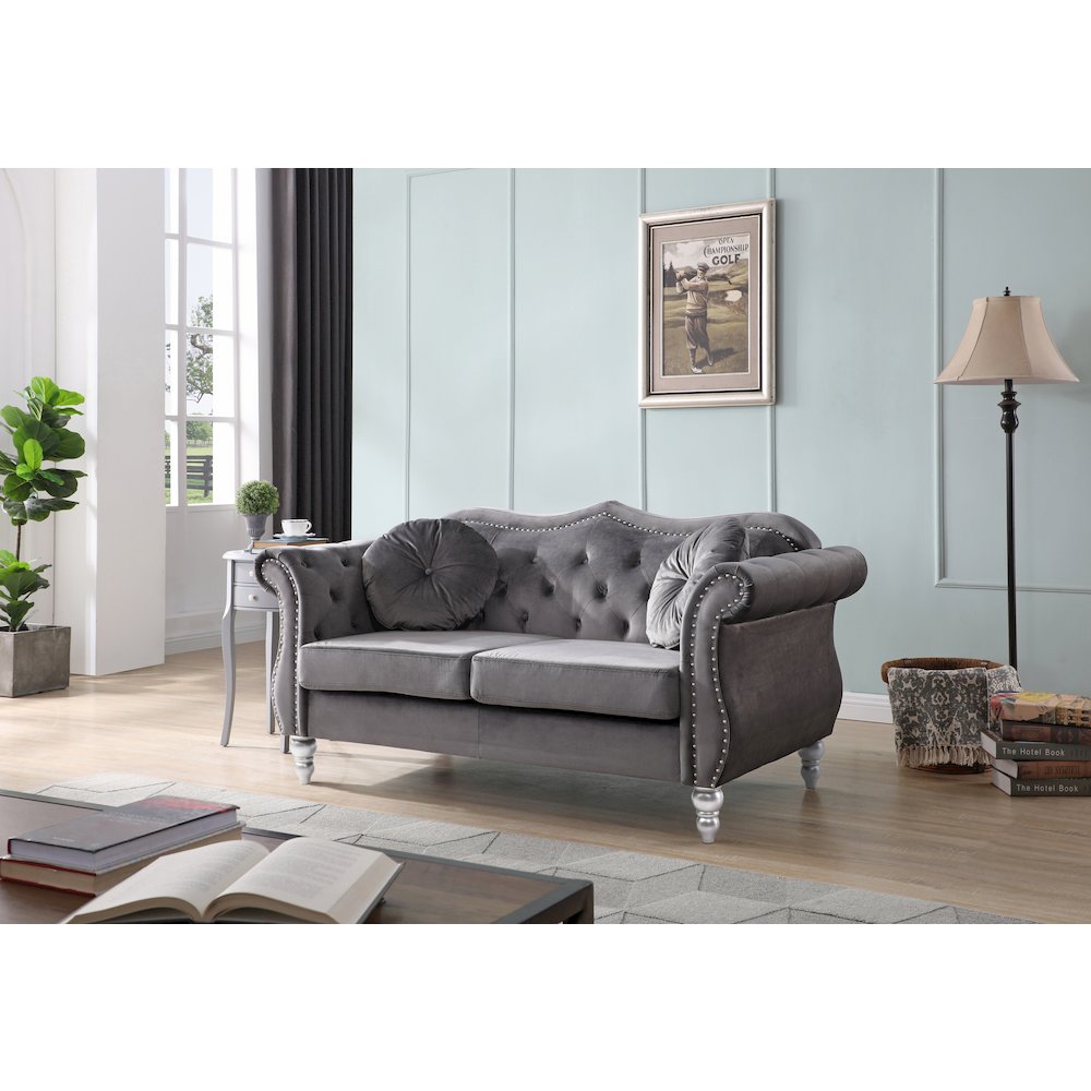 Glory Furniture Hollywood Loveseat in Dark Gray Color. Picture 5
