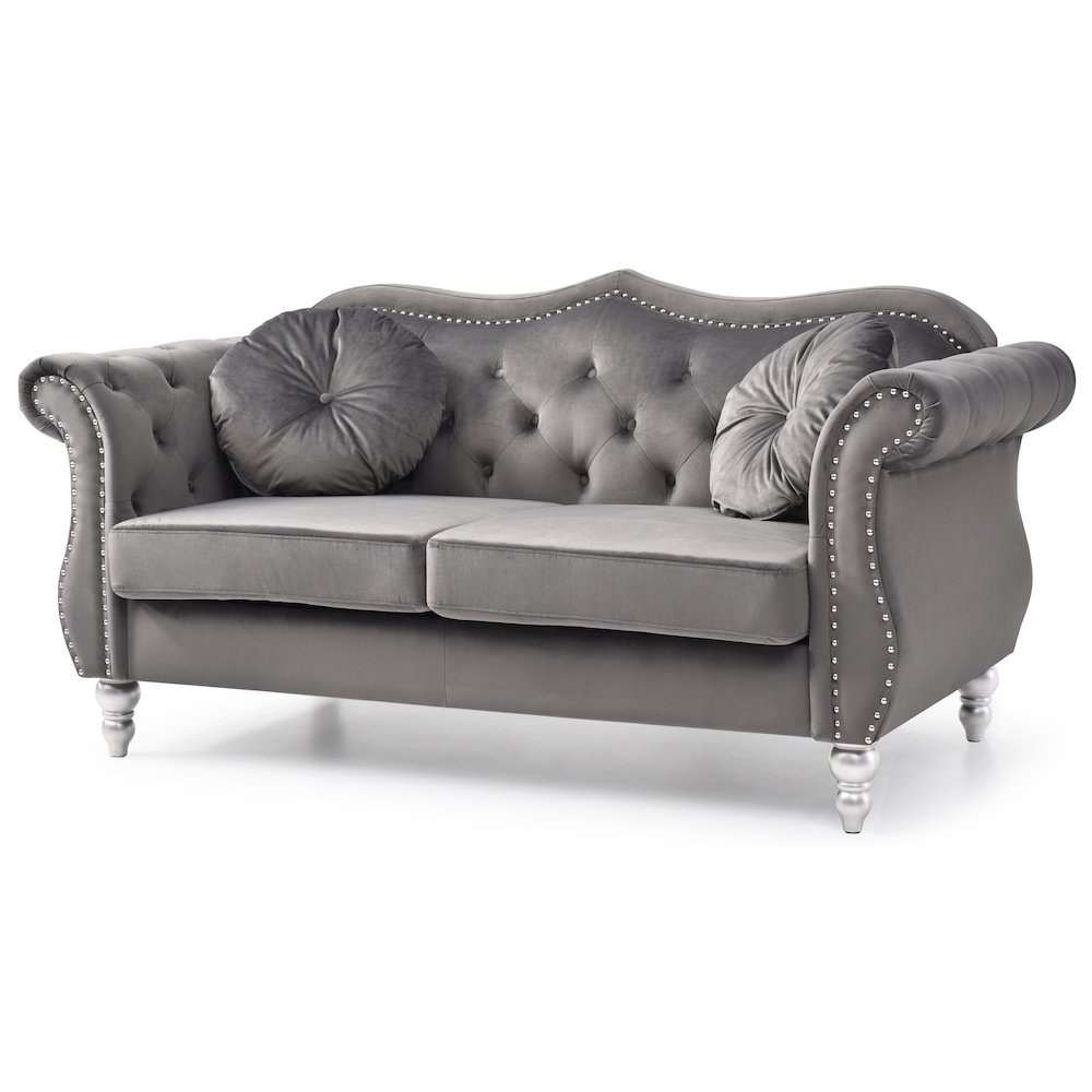 Glory Furniture Hollywood Loveseat in Dark Gray Color. Picture 1