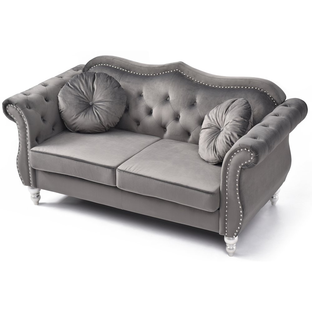 Glory Furniture Hollywood Loveseat in Dark Gray Color. Picture 3