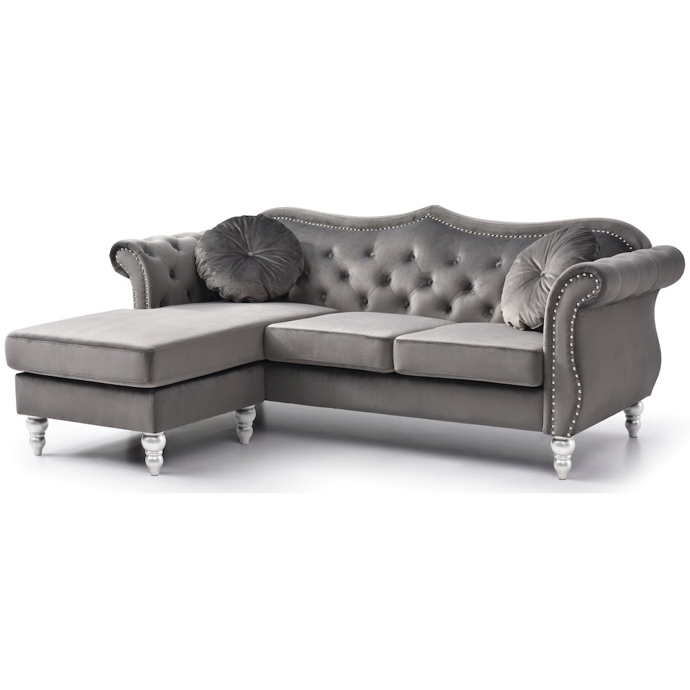 Glory Furniture Hollywood Sofa Chaise in Dark Gray Color. Picture 1