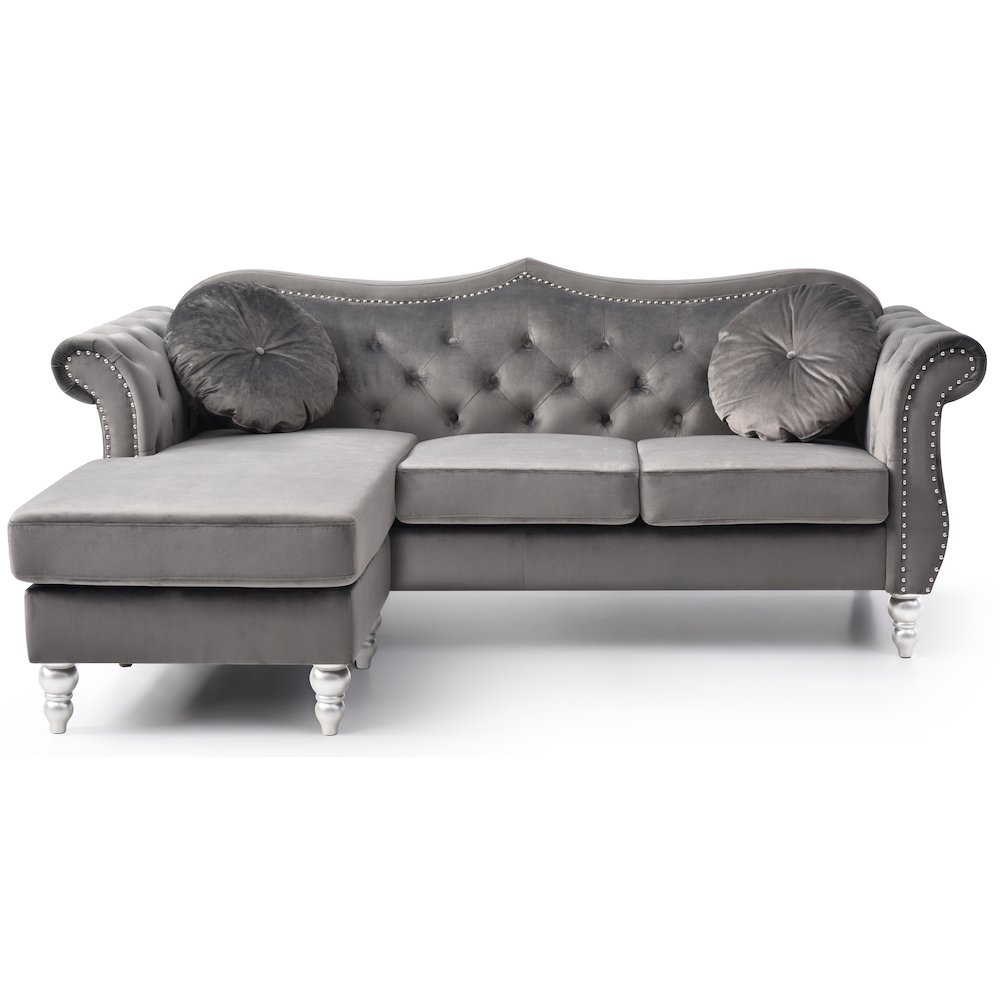 Glory Furniture Hollywood Sofa Chaise in Dark Gray Color. Picture 2