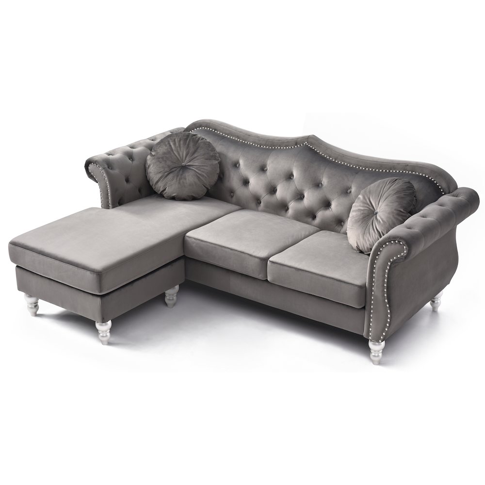Glory Furniture Hollywood Sofa Chaise in Dark Gray Color. Picture 3