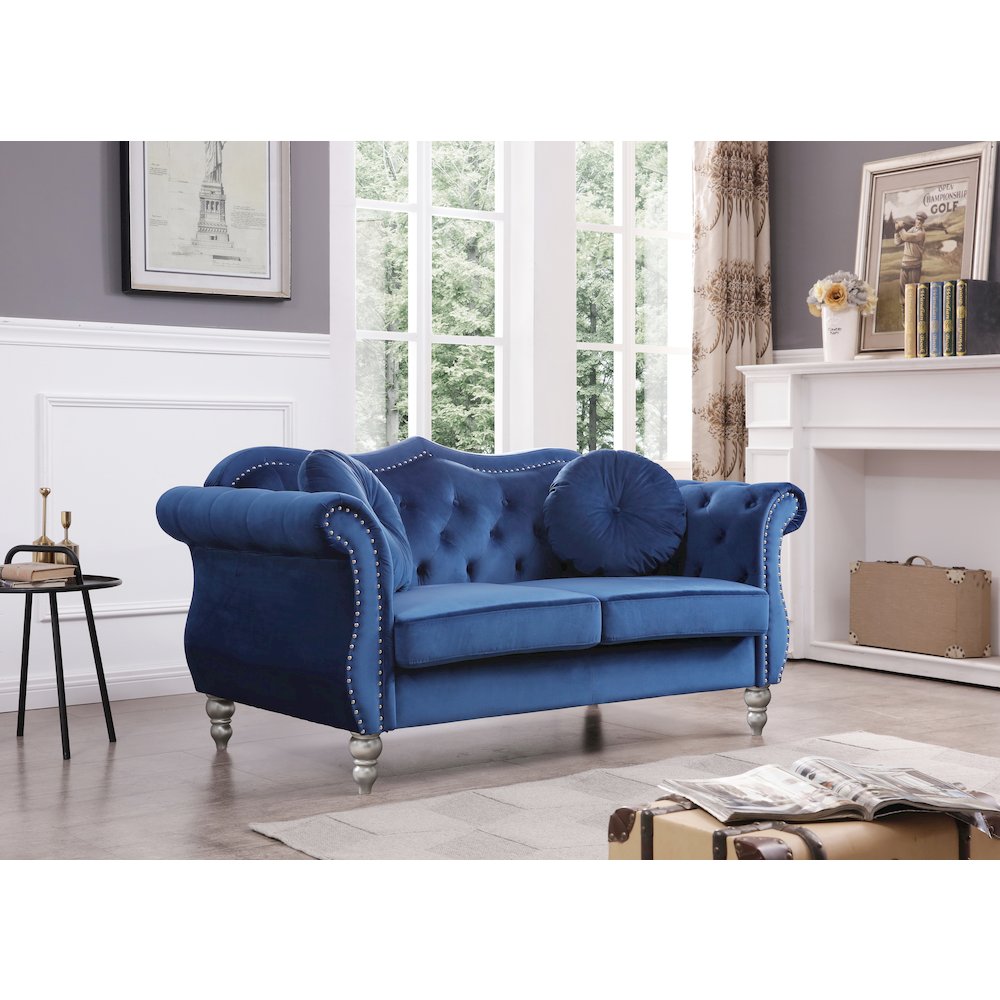 Glory Furniture Hollywood Loveseat in Navy Blue Color. Picture 5
