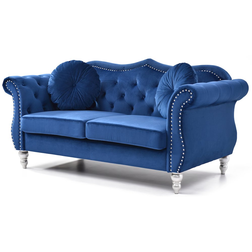 Glory Furniture Hollywood Loveseat in Navy Blue Color. Picture 1