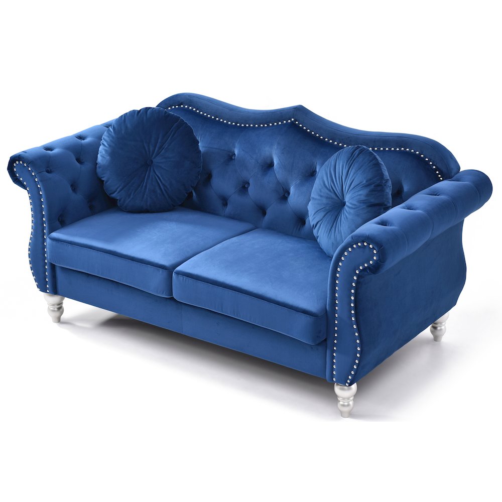 Glory Furniture Hollywood Loveseat in Navy Blue Color. Picture 3