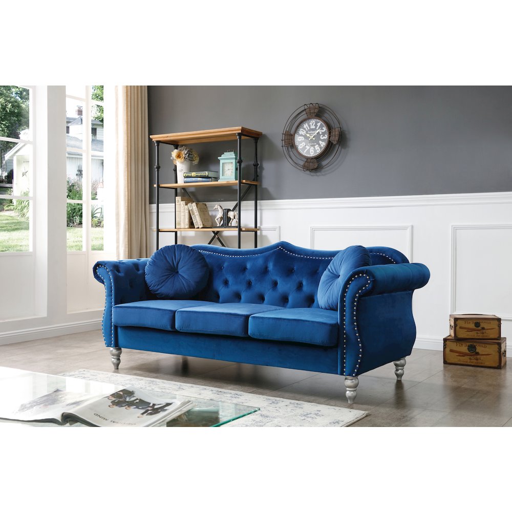 Glory Furniture Hollywood Sofa in Navy Blue Color. Picture 5
